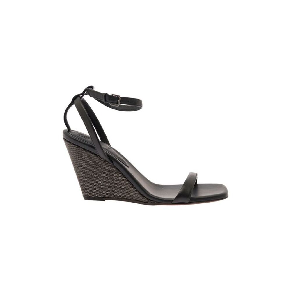 Brunello Cucinelli 90Mm Leather Wedge Sandals
